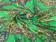 Printed Chiffon Green Abstract