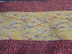 Printed Chiffon Brown Maroon Animal Abstract