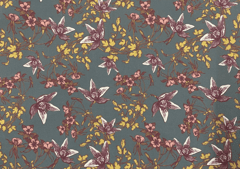 Banana Crepe Grey Floral