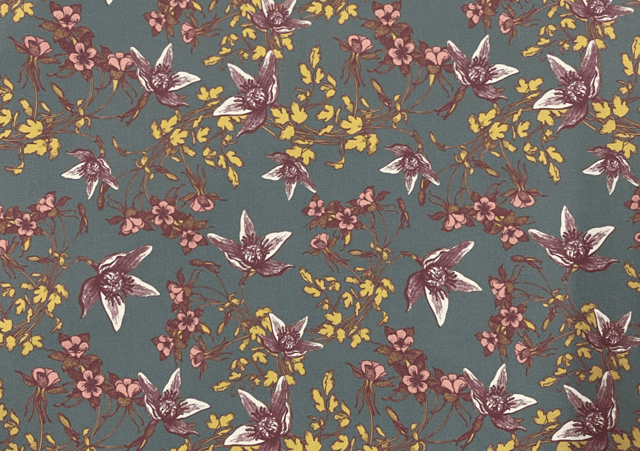 Banana Crepe Grey Floral