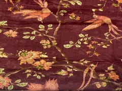 Pure Dupion Silk Dark Maroon Floral