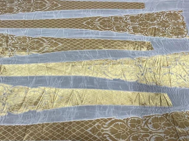 Dyeable Georgette Kali White Golden Checks Floral