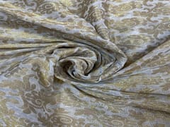 Dyeable Banarasi Semi Georgette White Golden Floral 1