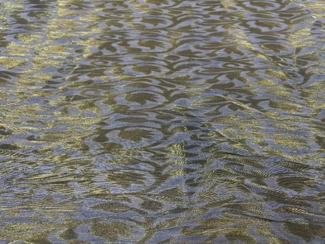 Dyeable Banarasi Semi georgette White Golden Floral 3