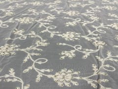 Dyeable Embroidered Georgette White Floral 21