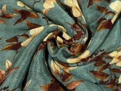 Chiffon Teal Blue Yellow Floral