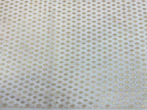 Dyeable Pure Chanderi Zari White Golden Flowers 4