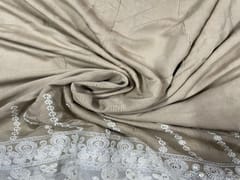Embroidered Cotton Beige With Floral Border