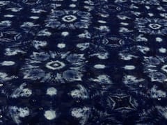 Embroidered Georgette Navy Blue White Abstract