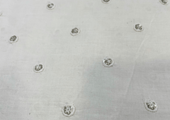 Dyeable Embroidered Cotton White Floral Motifs