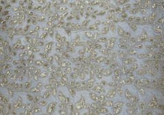 Dyeable Embroidered Cotton White Flowers