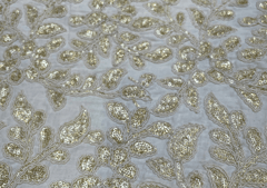 Dyeable Embroidered Cotton White Flowers