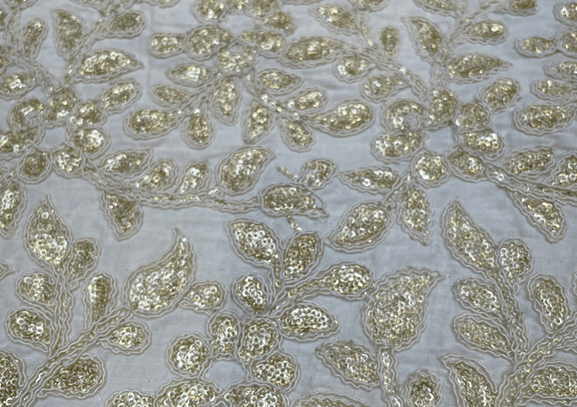 Dyeable Embroidered Cotton White Flowers