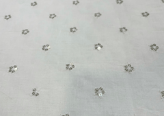 Dyeable Embroidered Cotton White Small Floral Motifs