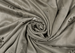 Embroidered Cotton Brown Flowers