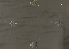 Embroidered Cotton Brown Flowers