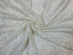 Dyeable Embroidered Chiffon White Light Golden Abstract