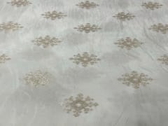 Dyeable Embroidered Chiffon White Golden Geometric