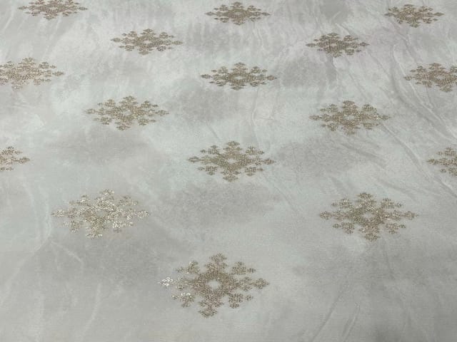 Dyeable Embroidered Chiffon White Golden Geometric