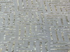 Dyeable Embroidered Chiffon White Light Golden Abstract