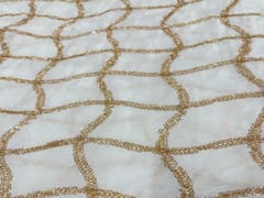 Dyeable Embroidered Chiffon White Golden Checks Waves
