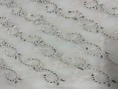 Dyeable Embroidered Georgette White Abstract 4