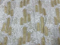 Dyeable Embroidered Georgette White Golden Floral 2
