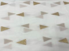 Dyeable Embroidered Georgette White Golden Geometric