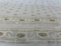 Dyeable Embroidered Georgette White Flowers With Borders 1