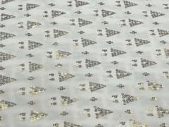 Dyeable Embroidered Georgette White Golden Trees