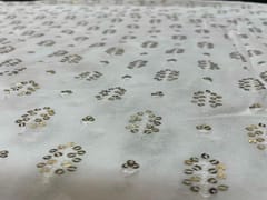 Dyeable Embroidered Georgette White Golden Floral 4