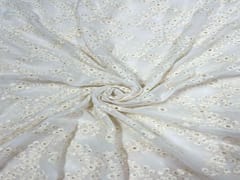 Dyeable Embroidered Georgette White Floral 15