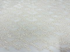 Dyeable Embroidered Georgette White Floral 15