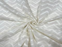 Dyeable Pure Chanderi Self White Chevron