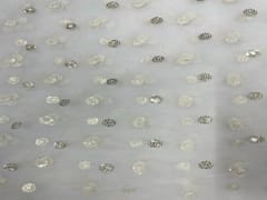 Dyeable Embroidered Net White Golden Floral Motifs