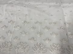 Dyeable Embroidered Uppada Silk White Silver Floral
