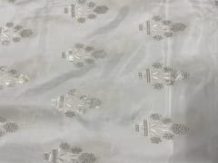 Dyeable Embroidered Uppada Silk Silver Flowers