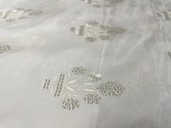 Dyeable Embroidered Uppada Silk Silver Flowers