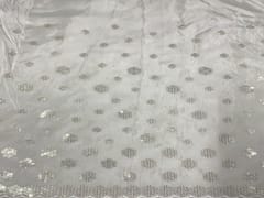 Dyeable Embroidered Uppada Silk White Silver Geometric Motifs