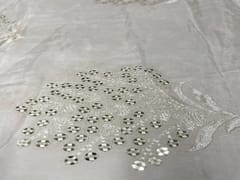 Dyeable Embroidered Uppada Silk White Silver Flowers
