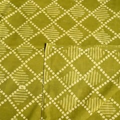 Green Colour Daboo Geomatric Printed Fabric