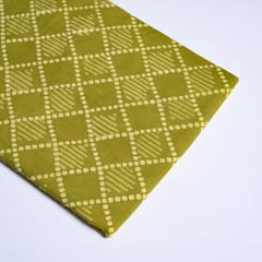 Green Colour Daboo Geomatric Printed Fabric
