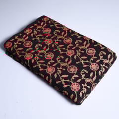 Black Colour Block Printed Fabric with Gold outline