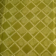 Green Colour Daboo Geomatric Printed Fabric