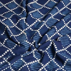Blue Colour Daboo Geomatric Printed Fabric