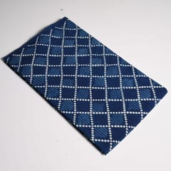 Blue Colour Daboo Geomatric Printed Fabric