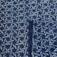 Blue Colour Daboo Leaf Printed Fabric