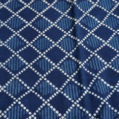 Blue Colour Daboo Geomatric Printed Fabric