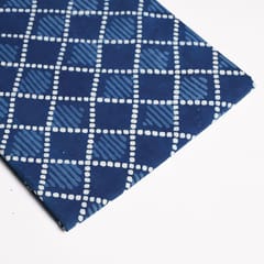 Blue Colour Daboo Geomatric Printed Fabric