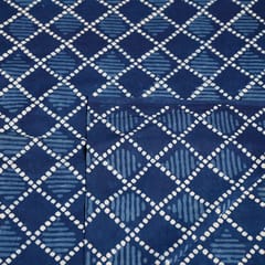 Blue Colour Daboo Geomatric Printed Fabric